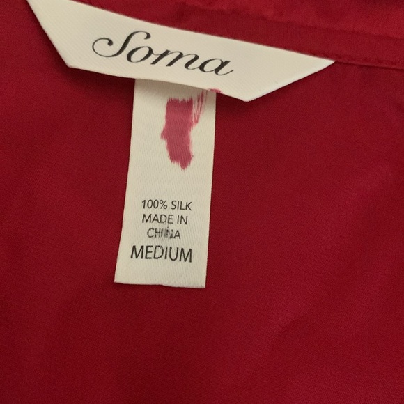 Red 100% Silk Pajamas top casual‎ top - Picture 2 of 6